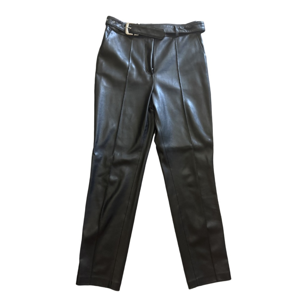Mango Faux Leather Pants With Belt